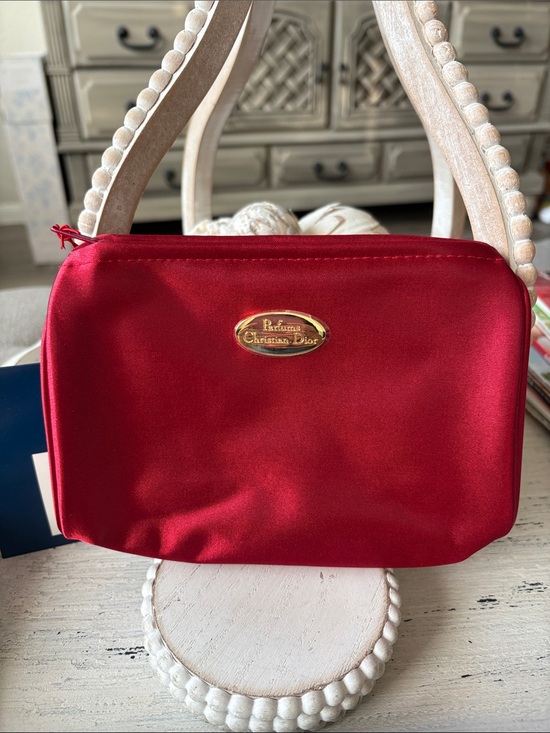 Dior Handbags - Dior Red Satin Cosmetic Bag